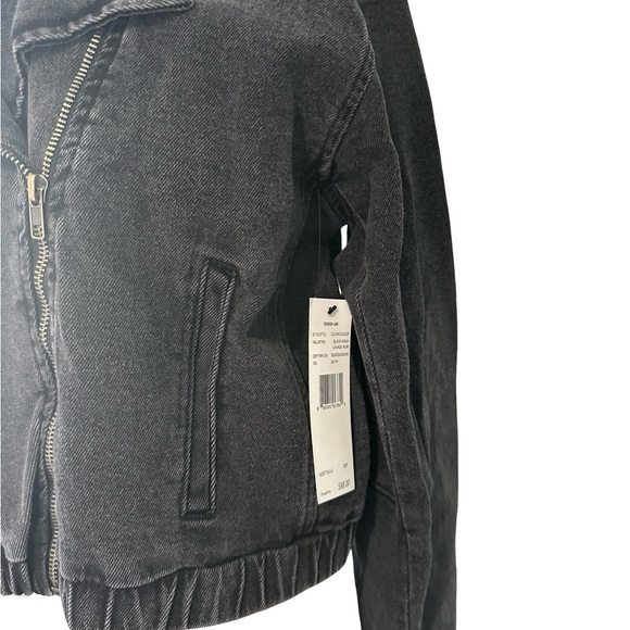 Design Lab Lord & Taylor Black Moto Jean Jacket - Picture 5 of 7